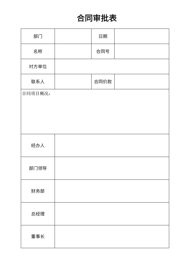 合同审批表