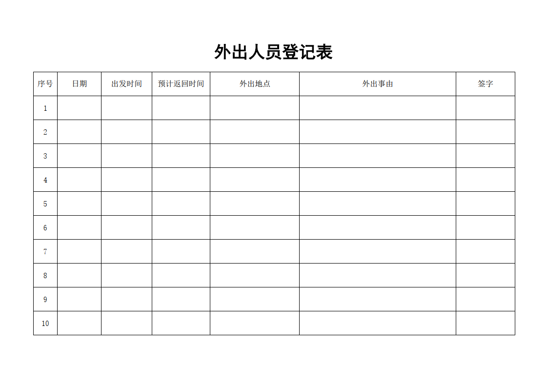 外出人员登记